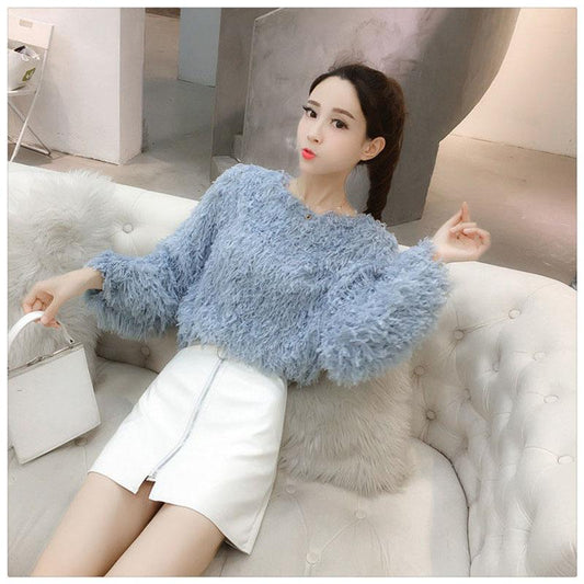 Mink Autumn Fashion Sweater Korean Loose Slim Pullover Short Casual Young Women's Jacket