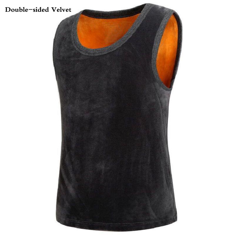 Men Winter Autumn Plus Velvet Thicken Thermal Underwear Tight Vest High Elasticity Comfortable Versatile Soft Lining O-neck Male Sleeveless Breathable