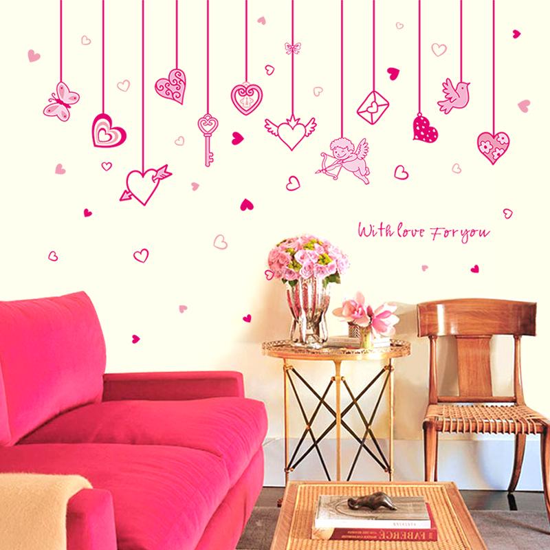 Love Cupid Children's Room Kindergarten Room Decoration wall Stickers romantic love pink wallpaper