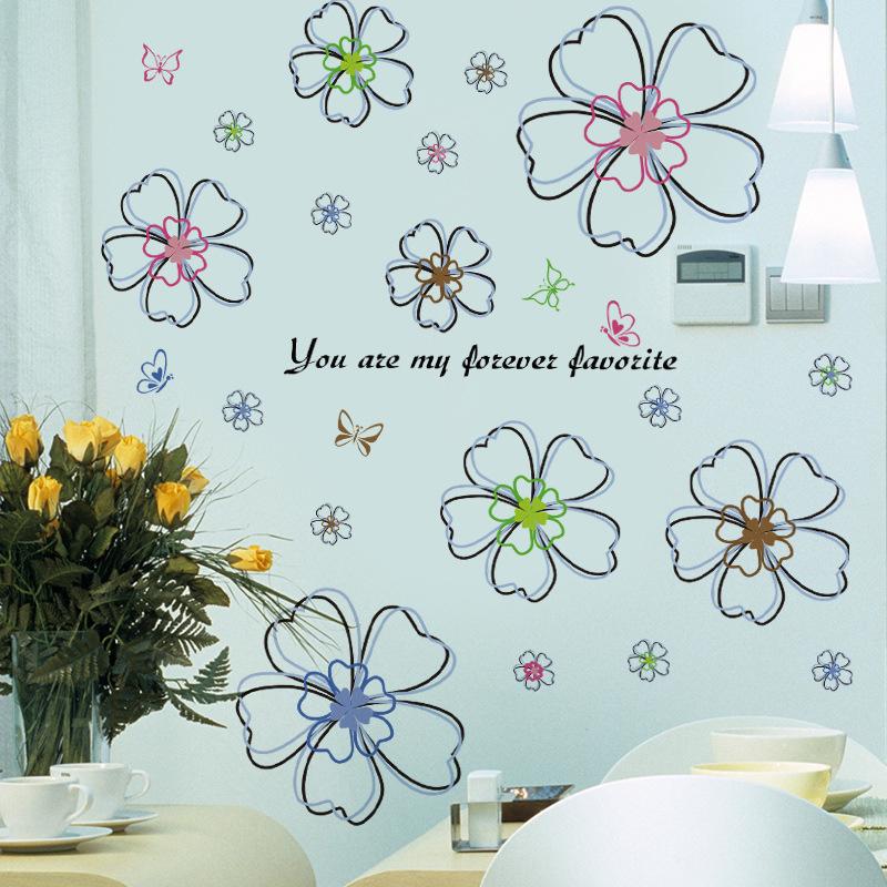 Lucky flower living room bedroom decoration pvc removable you are my forever favorite wallpaper