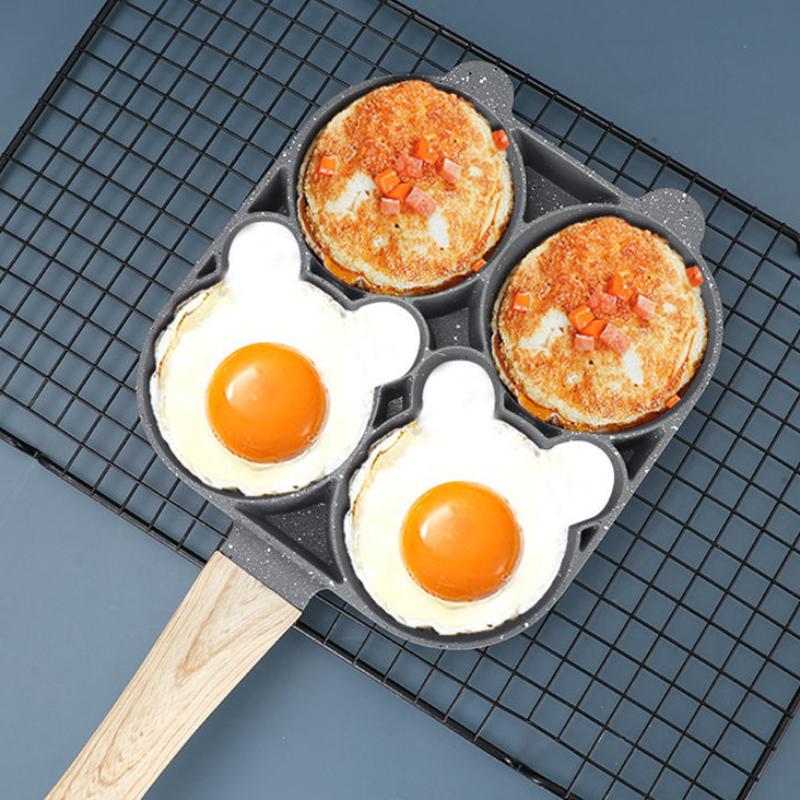 Fried Egg Artifact Breakfast Pot Egg Burger Pot Flat-bottomed Non-stick Pan Frying Pan Four-hole Mold Kitchen Household Pots