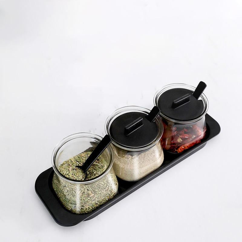 Kitchen Household Jar Seasoning Salt Shaker Seasoning Combination Set Seasoning Storage Glass Oil Pot