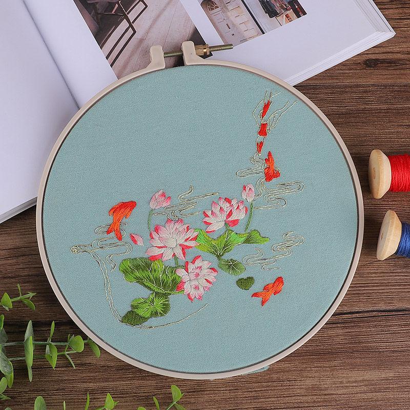 Handmade Creative Lotus Embroidery DIY Novice Material Package European-style Small Three-dimensional Flower 3D Embroidery