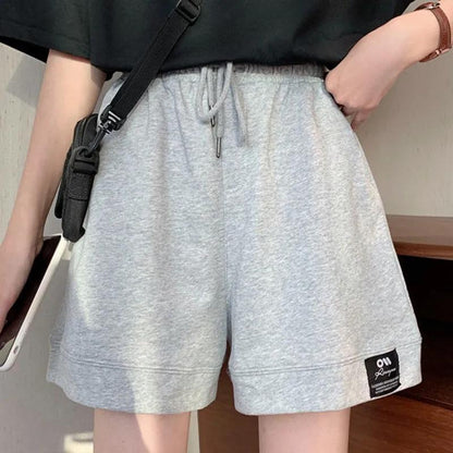 Five Points Wide Leg Sports Shorts Women's Summer Loose Casual Straight Shorts Ins Harajuku Style Pants Fitness Jogging Short Pants