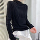 Autumn Winter Women Stretch Pleated Slim Knit Sweater All-match Thin Bottoming Shirt Top High Neck Pullover Jumper