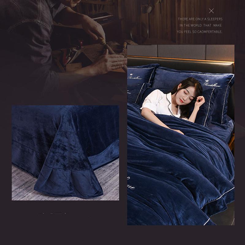 Thick Crystal Velvet Emperor Bedding Winter Plus Velvet Warmth Double-sided Flannel Bed Sheet Four-piece Set