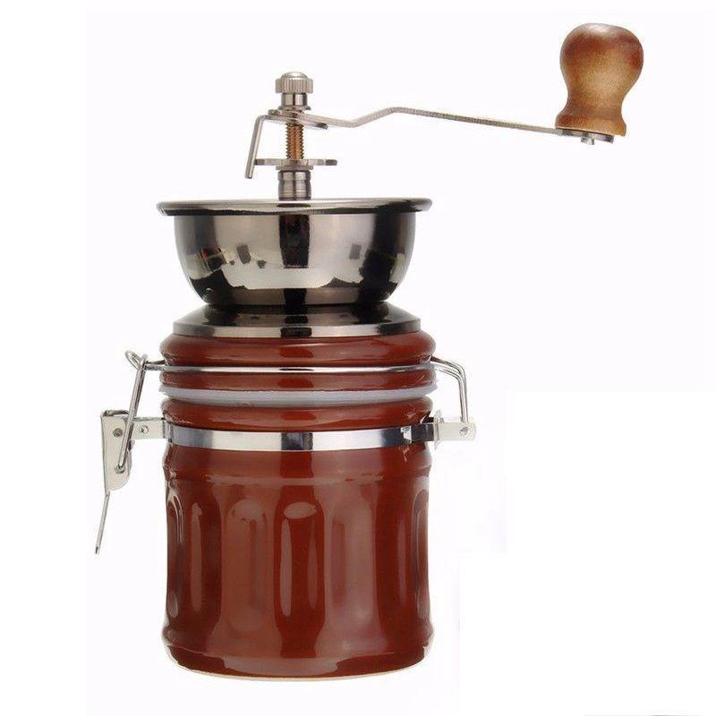 Retro Hand-cranked Portable Grinder Drum Ceramic Sealed Pot Manual Coffee Grinder Household Grinder Coffee Bean Grinder