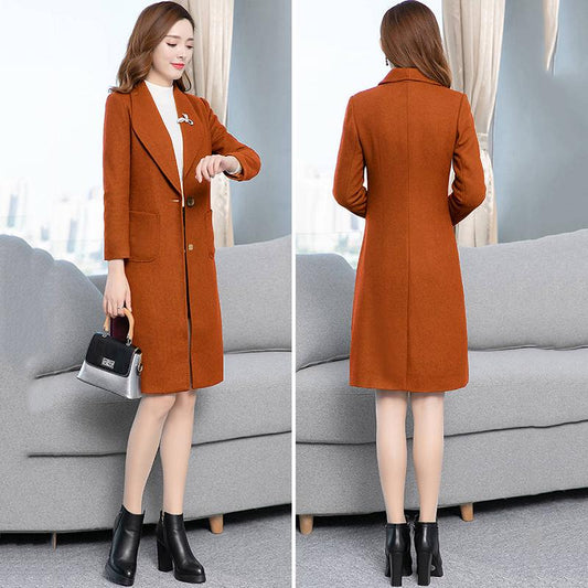 Women Overcoat Autumn Winter Jacket  Fashion Warm Woolen Blends Slim Female Elegant Woolen Coat