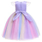 Girls Unicorn Tutu Dress Rainbow Princess Kids Party Dress Children Christmas Halloween Cosplay Costume with Headband Wings