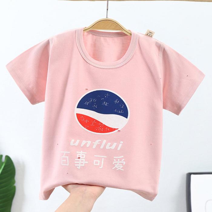 Summer Kids Cute Printing T Shirts Short Sleeve Tops Korean Style O-neck Loose T Shirts For Children Girls and Boys