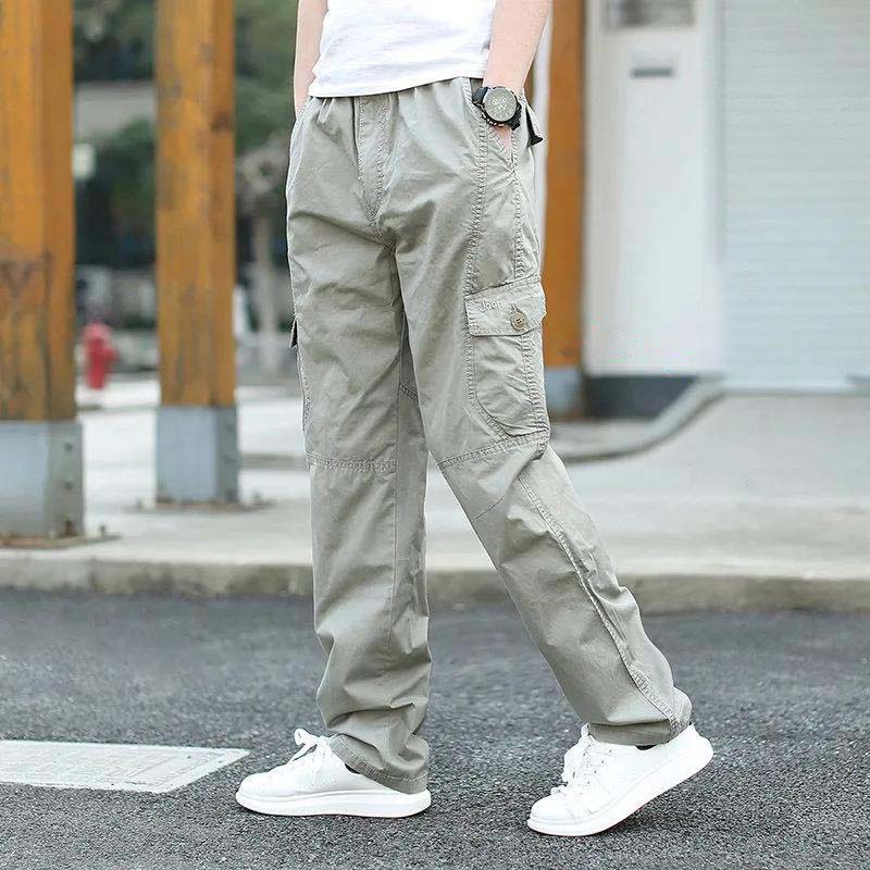 Spring and Autumn Casual Pants Thin Section Loose Large Size Trousers Elastic Waist Long Sports Multi-bag Men's Trousers