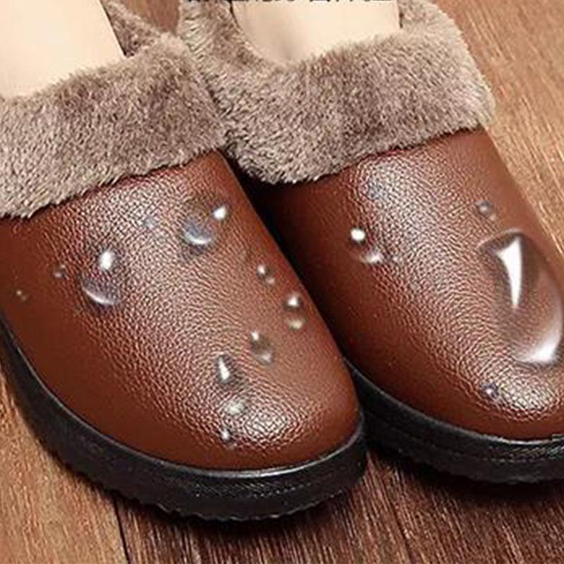 Cotton shoes women's winter plus velvet thick cotton shoes PU surface waterproof and ski boots thick-soled cotton shoes smooth