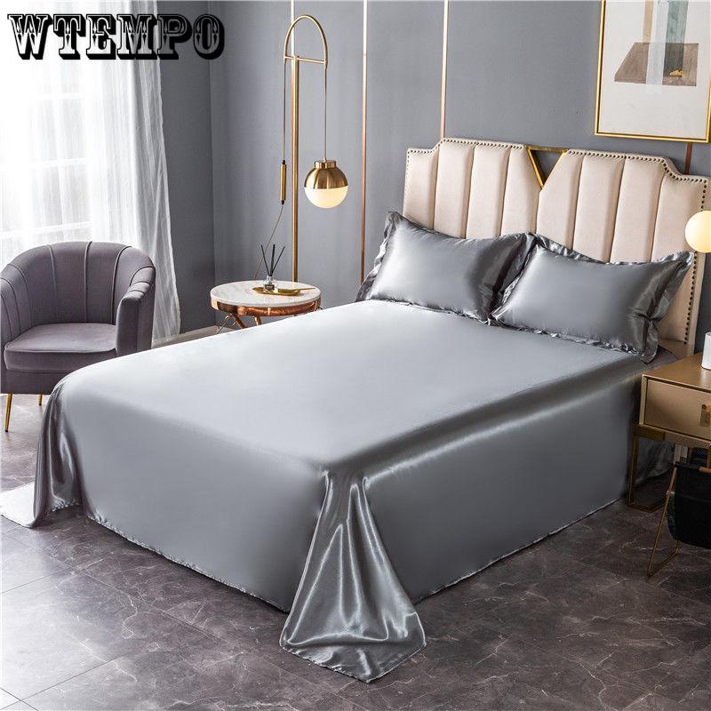 1.8m/2m Queen King Bed Sheet Summer Washable Ice Silk Sheets Silky Bedding