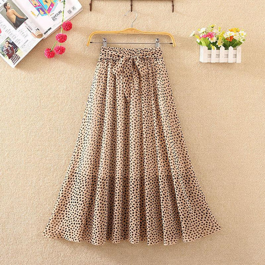 Women's Chiffon Fairy Dress High Waist Mid-length A-line Draping Ruffled Skirt Pleated Floral Skirt Summer