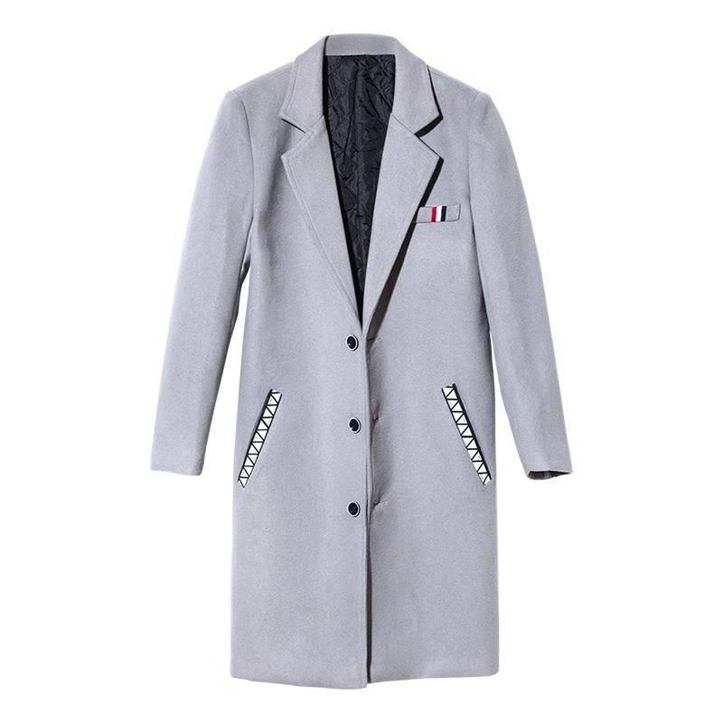 Men Woolen Coat Autumn Trench Coat  Slim Fit Wool Jacket Coat Men Long Coats Fashion Overcoats