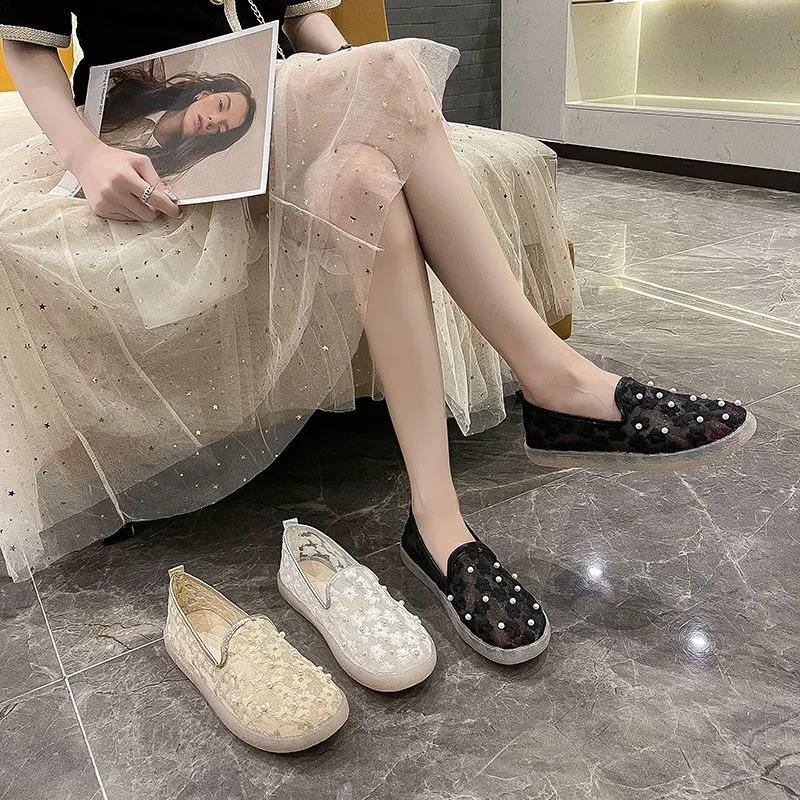 A Pedal Loafers Women Out Summer Flat Mesh Breathable Lazy Shoes Net Shoes Peas Shoes