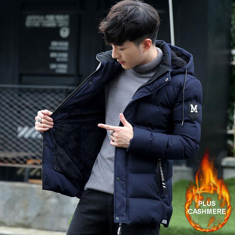 Winter Fashion Trend Men's Cotton Jacket Short Slim Casual Hooded Lightweight Warm Cotton Jacket