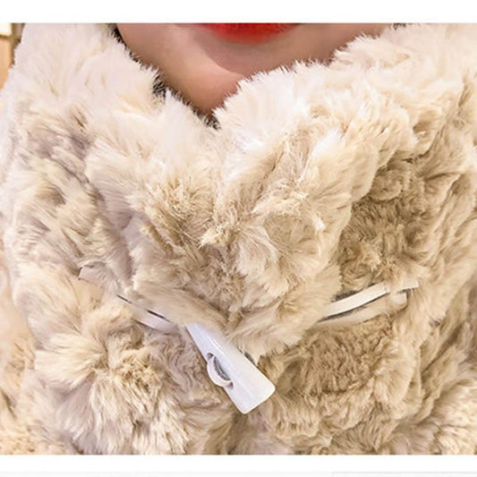 Autumn and Winter Cashmere Imitation Fur Coat Women Stand-up Collar Lazy Horn Buckle