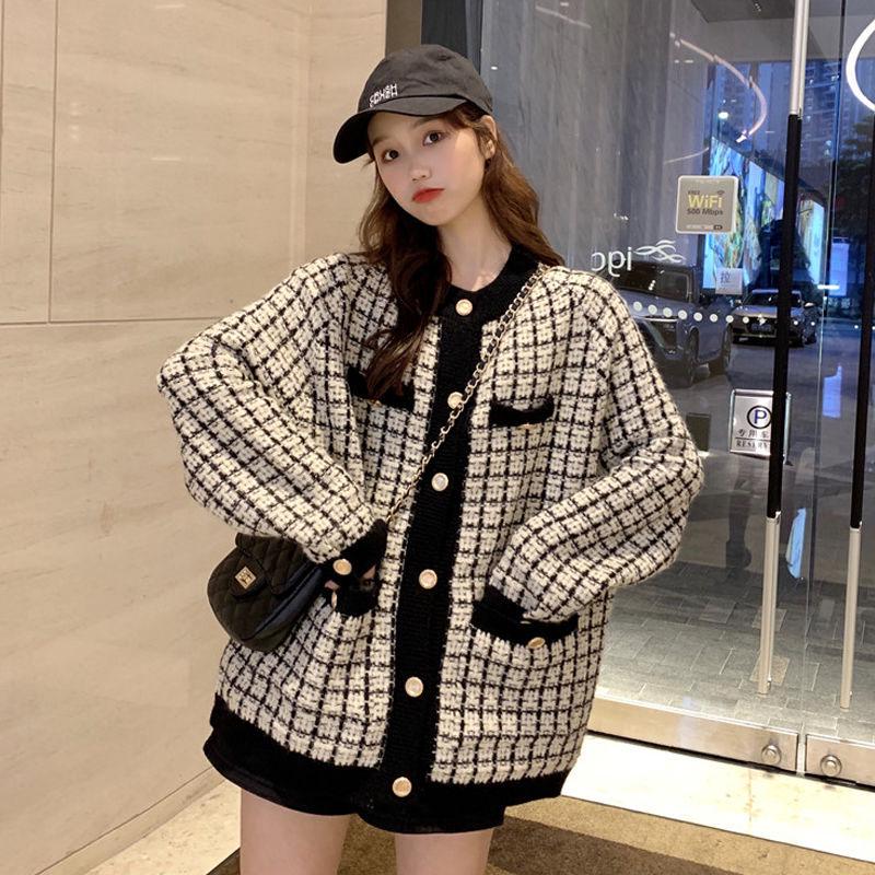 Sweater Cardigan Plus Size Women's College Style Loose Long-sleeved Korean Fashion Mid-length Coat