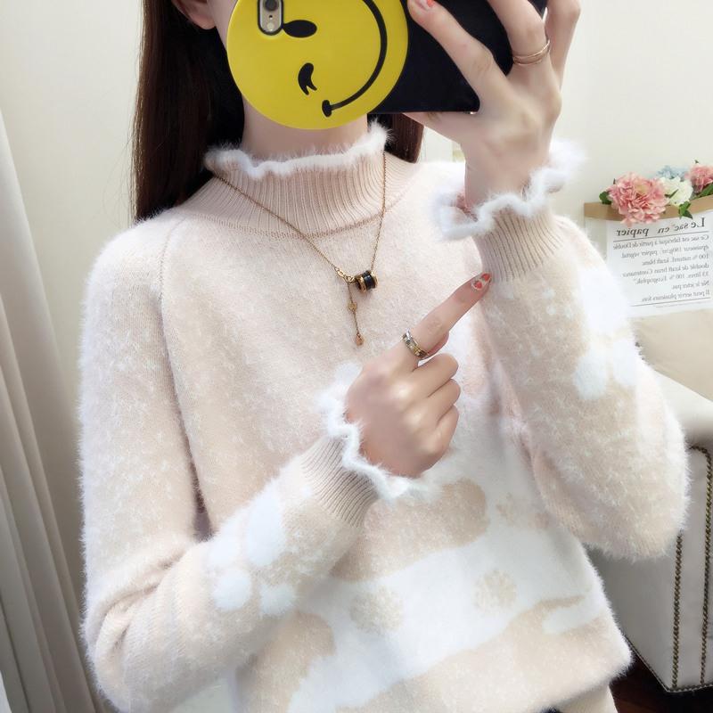 Cashmere Warm Sweater Winter Ladies Sweater Long-sleeved Large Size Sweater Round Neck Sweater