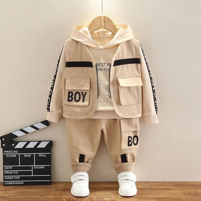 Children's Clothing Boys' Spring and Autumn Suits Children's Western Style Vest and Sweater Three-piece Handsome Clothes