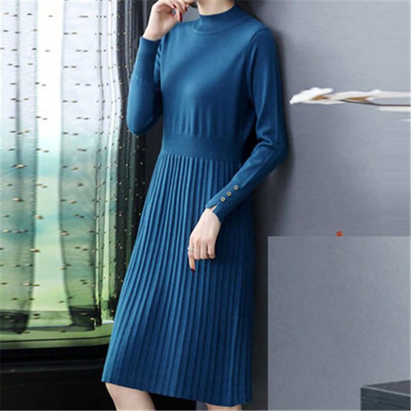 Thicken Long Sweater Dress Woman Turtleneck Super Chic Long-sleeve Warm Knit Dress Ladies Clothing