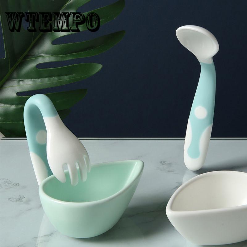 Brand Silicone Small Soft Spoon Baby Spoon Baby Cutlery Baby Feeding 260° Adjustable