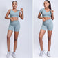 2PCS Bra Shorts Set Fitness Sports Set Women's Two Piece Yoga Clothing Set Gym Running Suit Camisole Tight Shorts Two Piece Set Tracksuit Active Wear