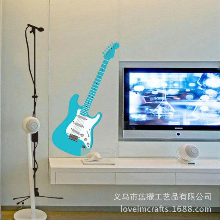 Guitar Music Five Generations Removable Wall Sticker Bedroom Living Room Background Decoration