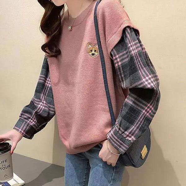 Women's Spring and Autumn Large Size Sweater Loose Versatile Pullover Sweater Long Sleeve Casual Knitted Tops