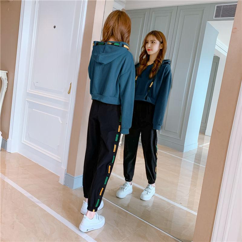 Sports Suits Small Women's Short Round Neck Pullover Sweater Suits Women's Foreign Style Thin Harem Pants Casual Temperament