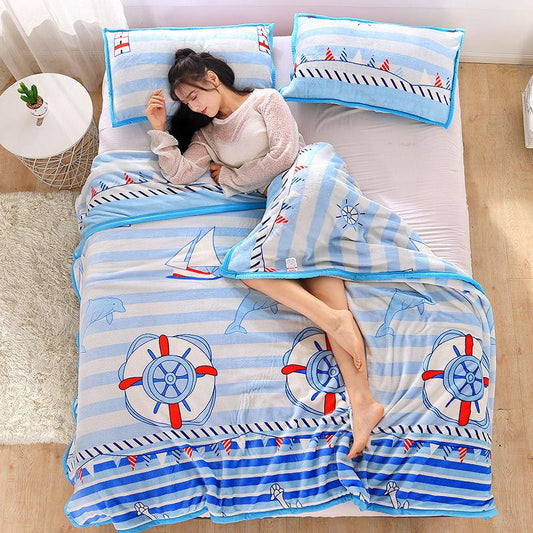 Blanket Quilt Summer Thin Coral Fleece Blanket Thick Winter Flannel Bed Sheet Office Nap Blanket Sofa Decoration Cover Blanket Travel Portable Blanket