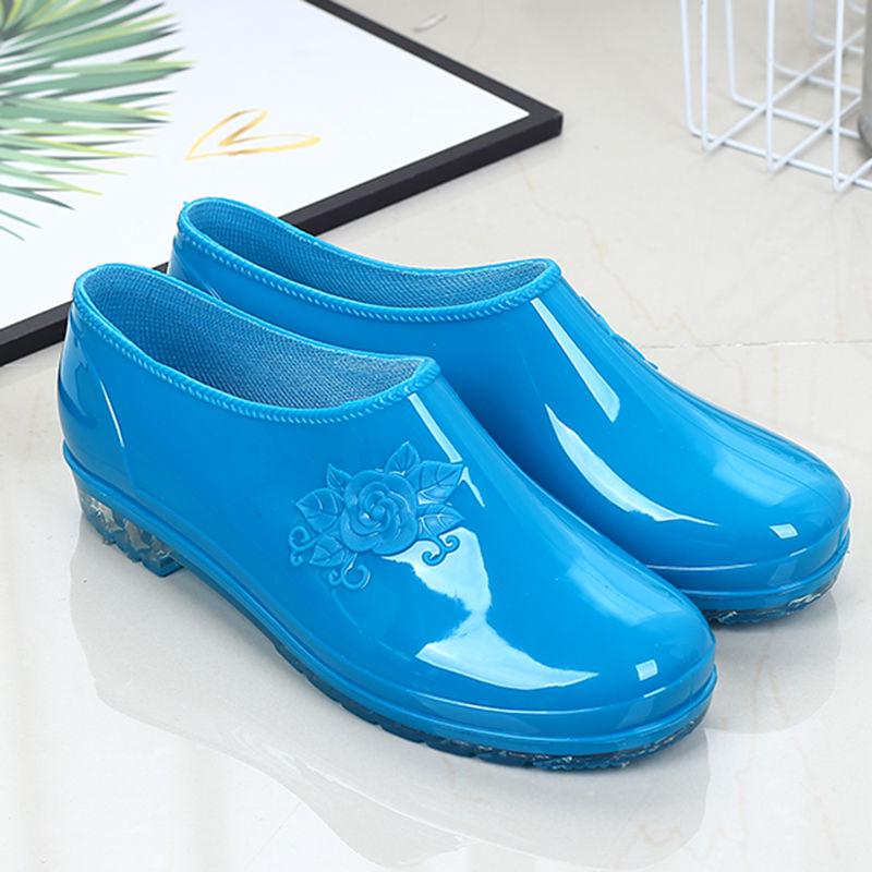 Spring and Summer Rain Boots Women's Fashion Low-top Boots Short Tube Kitchen Non-slip Water Shoes Shallow Mouth Work Shoes Rubber Shoe Covers