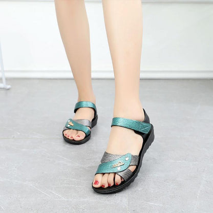 Summer Mother Sandals Women Wear Soft Bottom Non-slip Middle-aged and Elderly Women Sandals Mother Flat Sandals Women