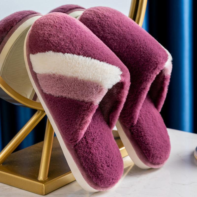 Autumn and Winter Pure Cotton Slippers Indoor Non-slip Soft-soled Shoes Warm Simple Plush Cotton Shoes