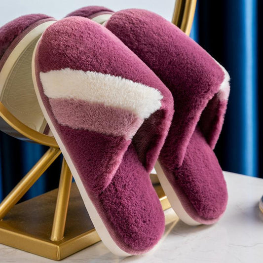 Autumn and Winter Pure Cotton Slippers Indoor Non-slip Soft-soled Shoes Warm Simple Plush Cotton Shoes