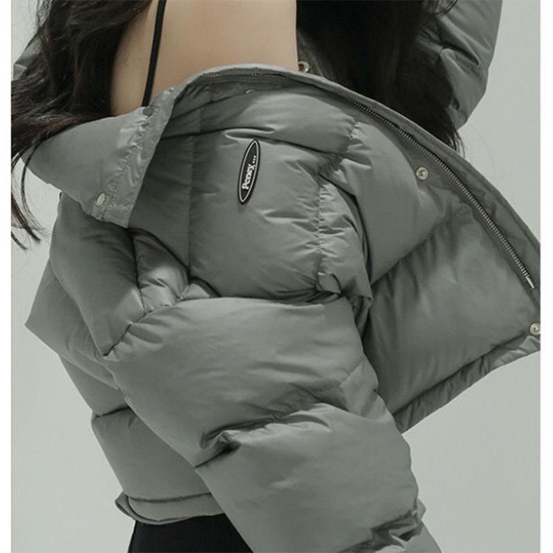 Women's Shiny Short Down Jacket Winter Korean Style Loose Quilted Jacket Casual Stand-collar Padded Jacket