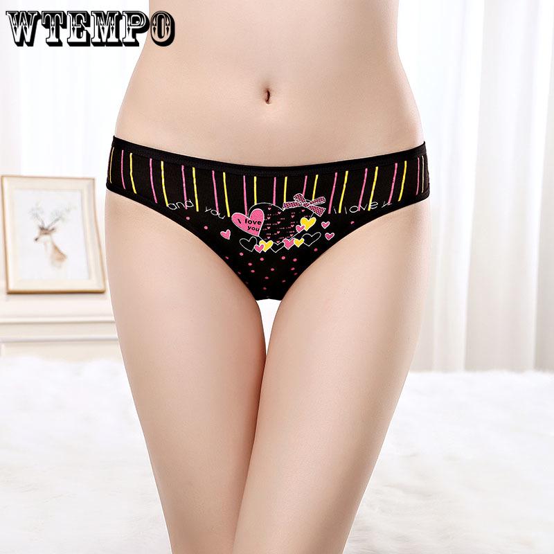 WTEMPO 6 Pcs/Lot Cotton Women's Briefs Sexy Low-Waist Panties Ladies Briefs Cotton Briefs Underwear