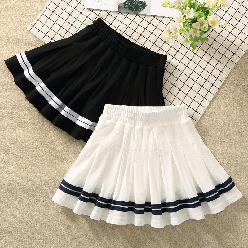 Girls' Pleated Skirt Korean High Waist Skirt Spring Summer School Skirt Children's Striped Performance Skirt