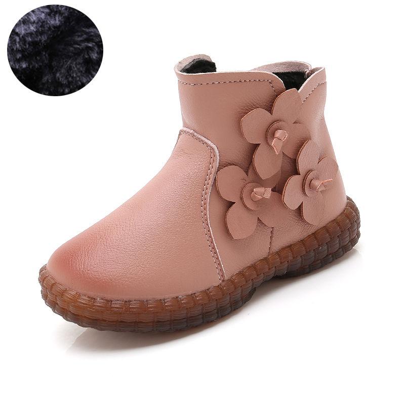 Girls Boots Winter Princess Boots Plus Velvet Children's Short Boots Girls Cotton Boots Baby Shoes