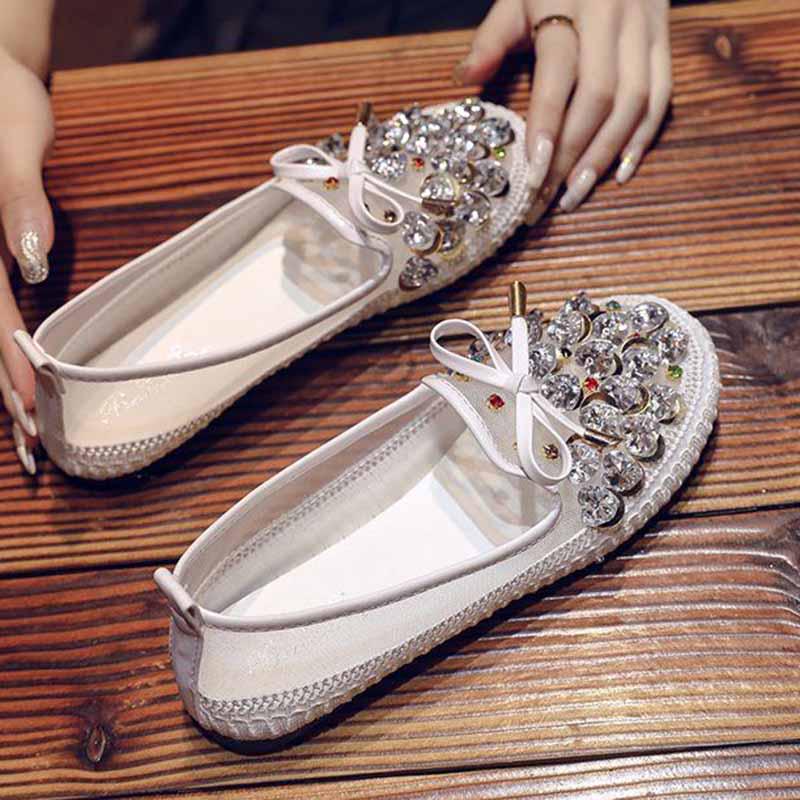 Plus Size 36-40 Summer Women Outdoor Letter Flat Bohemian Beach Wear-resistant Non-slip Office Lady Beaded Shoes