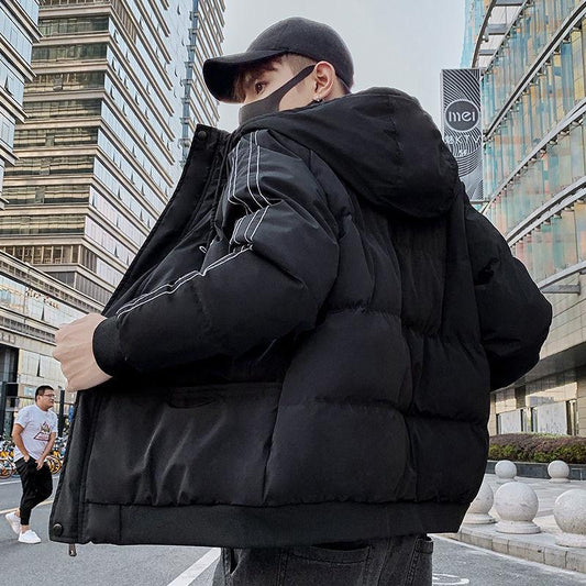 Fashion Men's Cotton-padded Clothes Loose Casual Youth Hooded Jacket Korean Version of The Trend of Winter Bread Clothes