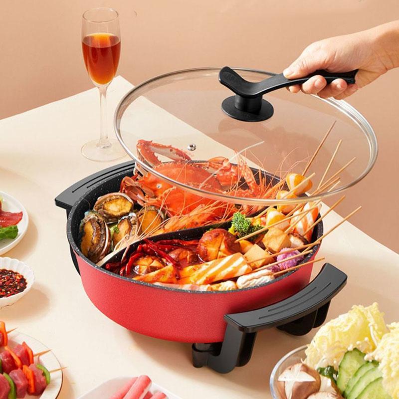 Mandarin Duck Pot Household Multi-function Steaming Cooking Frying Non-stick Large-capacity Electric Pot and Grilling All-in-one Pot