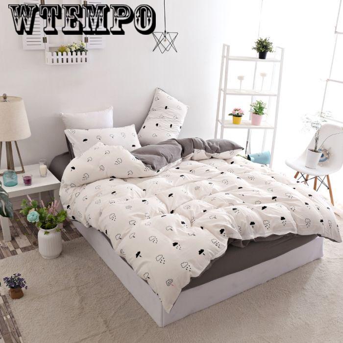 WTEMPO Simple Style Bedding Set Duvet Cover Pillowcases Bed Sheet Home Textile Bedroom Bedclothes