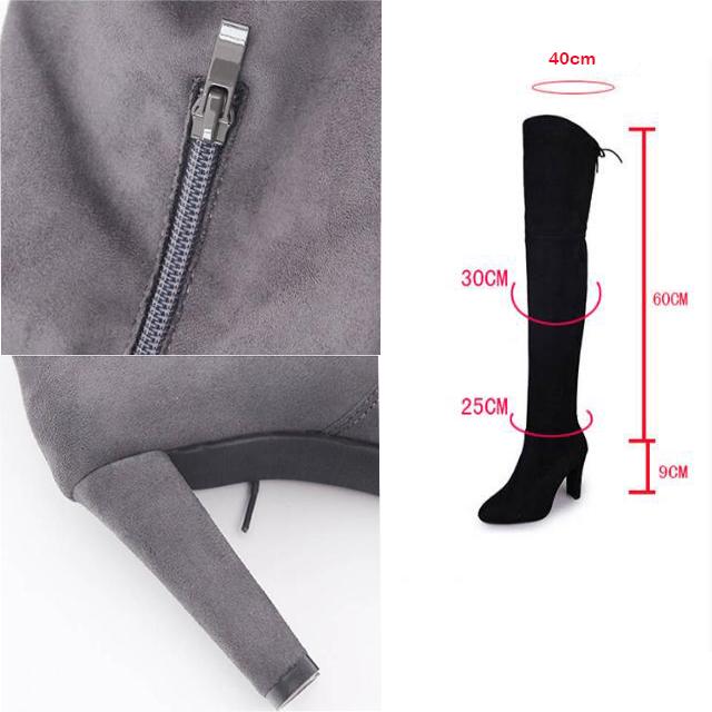 Women Over The Knee High Boots Slip on Winter Shoes Thin High Heel Pointed Toe All Match Women Boots