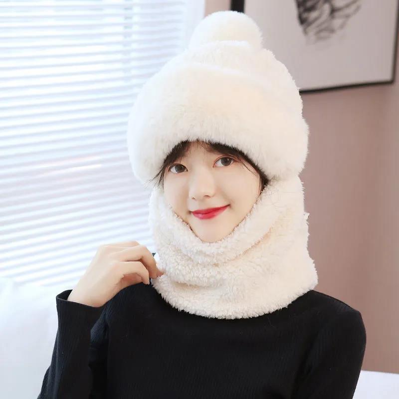 Women's Hat Plus Velvet Thickening Riding Windproof Scarf Mask Integrated Ear Protection Thickened Warm Baotou Cap