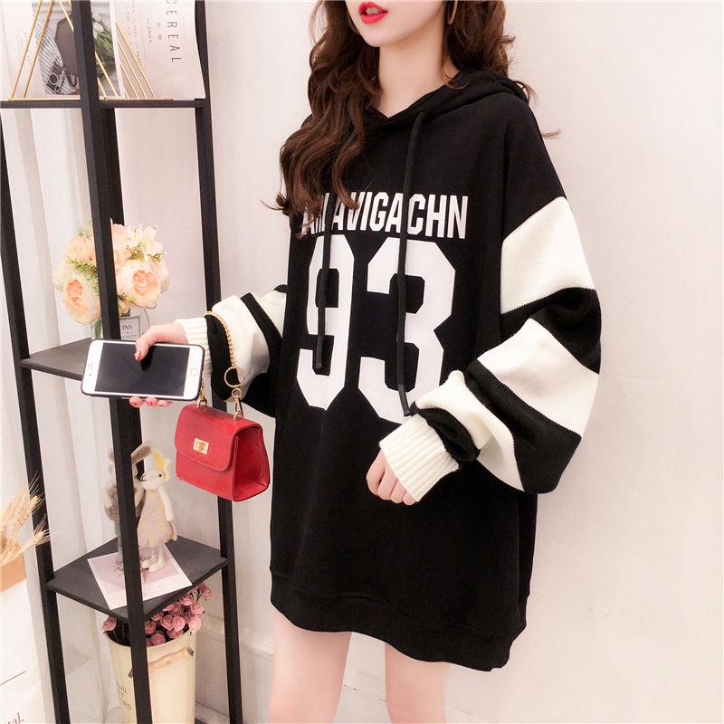 Cotton women's sweatshirt wild large size long sleeve warm hooded Tops autumn and winter sweater