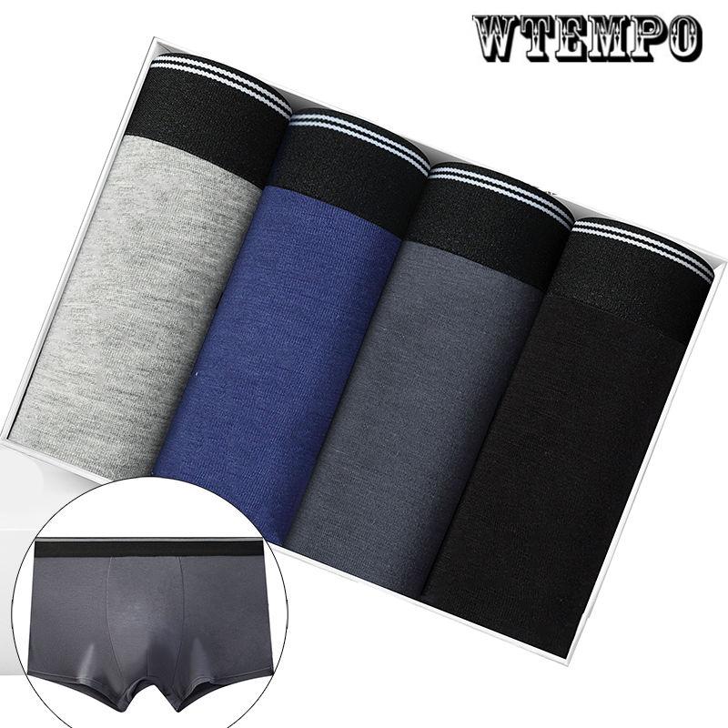 4 Pcs Men Boxer Briefs Underwear Elastic U Convex Underpants Soft and Comfortable Boxer Shorts