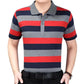 Summer Short-sleeved T-shirt Male Middle-aged Striped Dad Outfit Lapel    Shirt Loose Half-sleeved Shirt with Real Pockets