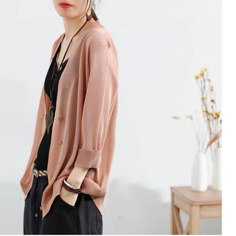 Spring and Autumn Linen Cardigan Sweater Large Size Loose Casual Jacket Fashion Young Women Top